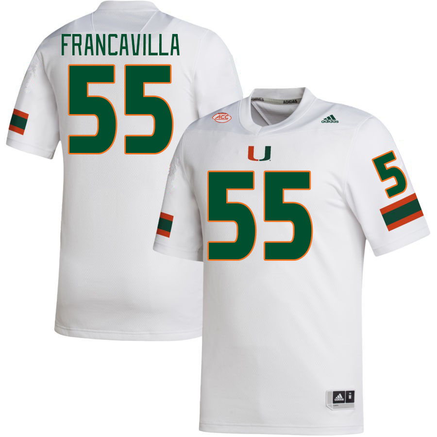 Men #55 Nino Francavilla Miami Hurricanes College Football Jerseys Stitched-White